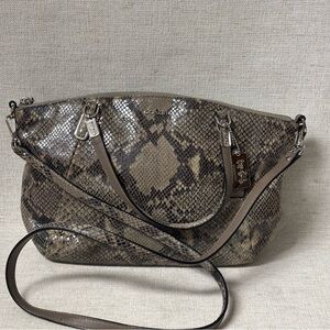 Coach Madison Kelsey Satchel Handbag in a snake skin print